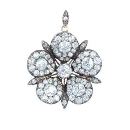 19th Century Diamond Pansy Pendant