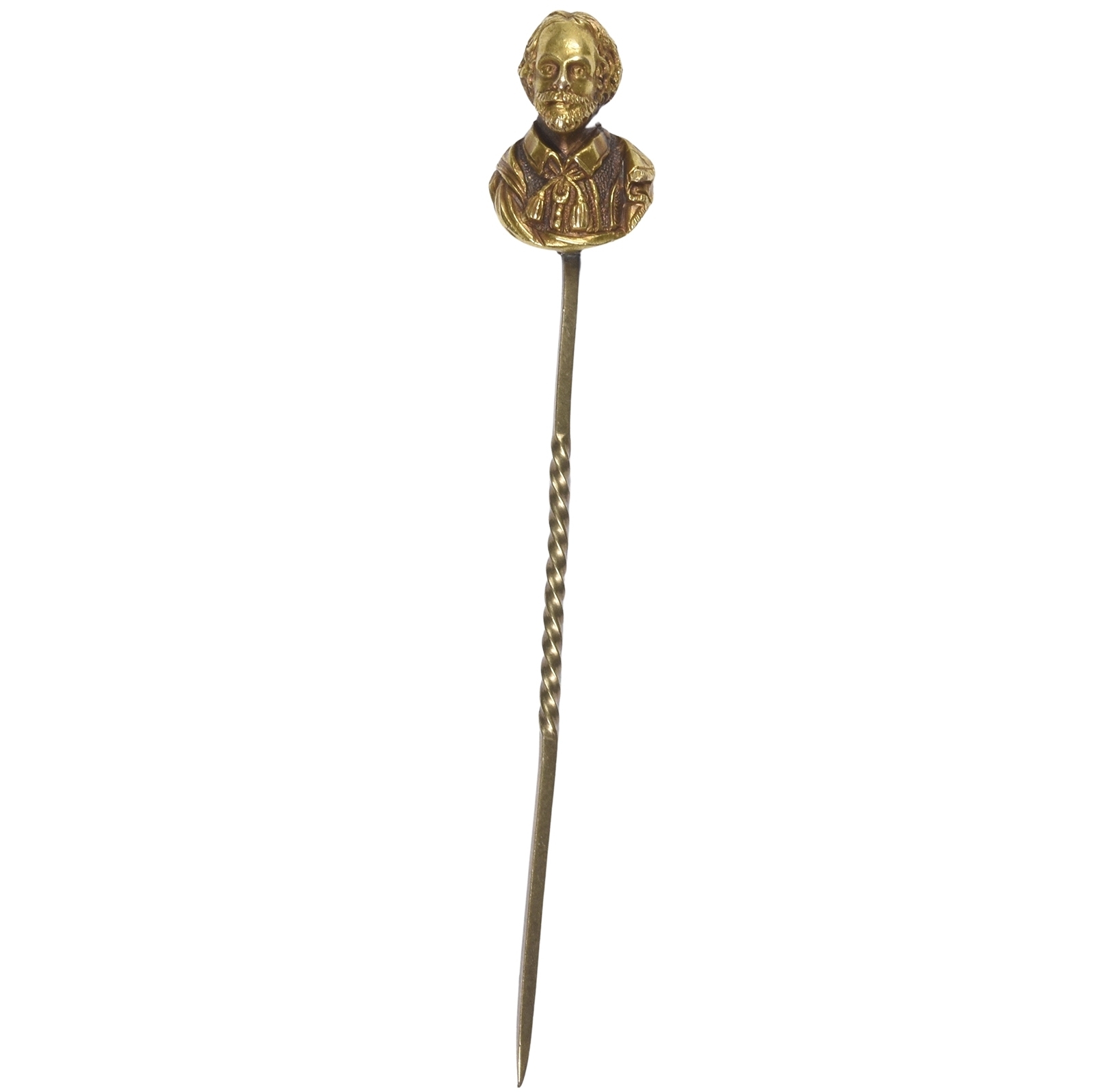 19th Century 15k Gold William Shakespeare Stick Pin - Ejay Antiques