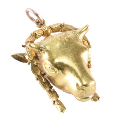 19th Century 15k Gold Zodiac Taurus Bull Pendant