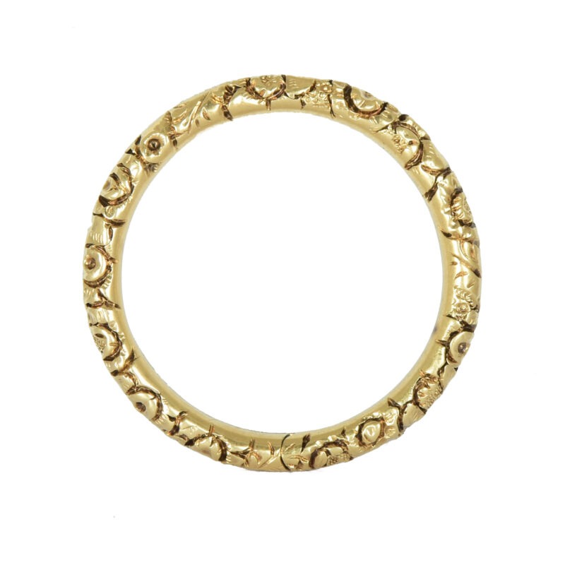 19th Century Large 15k Gold Embossed Split Ring