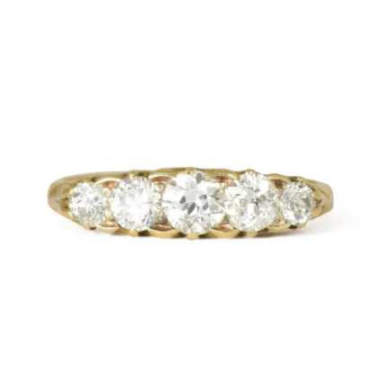 Victorian 18k gold Diamond Carved Half Hoop Ring