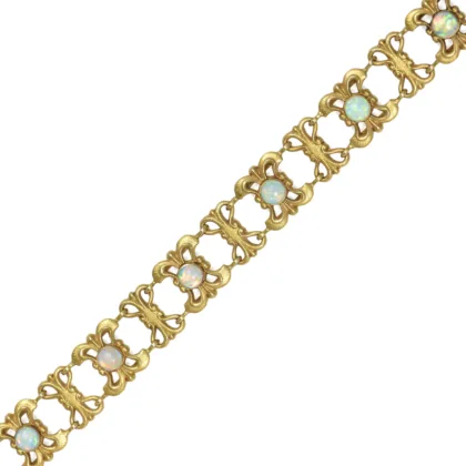 Bippart & Co Art Nouveau 14k Gold Opal Bracelet
