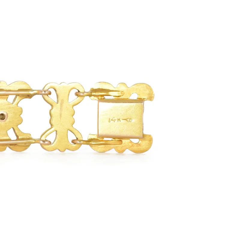 Bippart & Co Art Nouveau 14k Gold Opal Bracelet