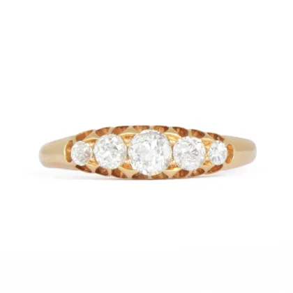 Victorian 18k Gold Five Stone Diamond Ring