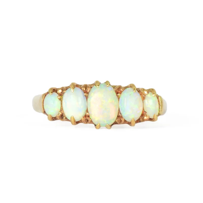 Edwardian 18k Gold Opal Five Stone Ring