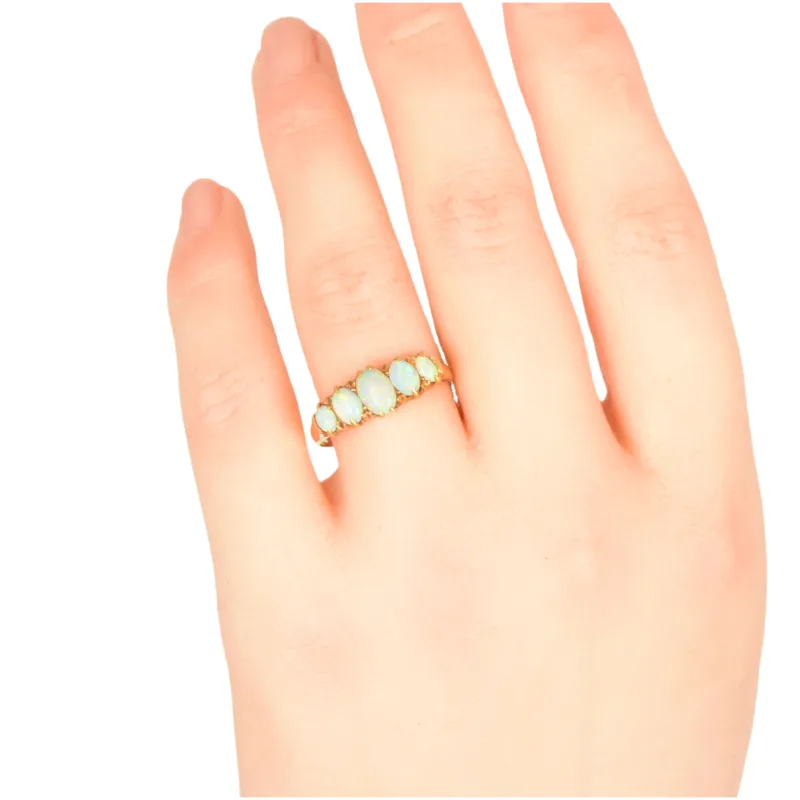 Edwardian 18k Gold Opal Five Stone Ring
