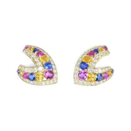 Vintage 18k Gold Sapphire & Diamond Earrings
