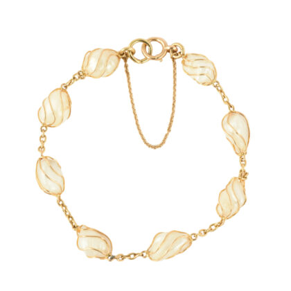 Antique 15k Gold Caged Baroque Pearl Bracelet