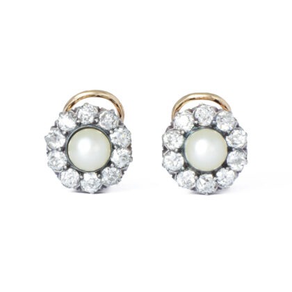 Antique Natural Pearl & Diamond Earrings