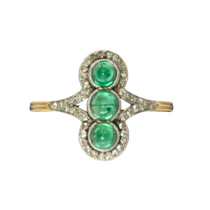 Art Deco 18k Gold, Platinum, Emerald & Diamond Ring