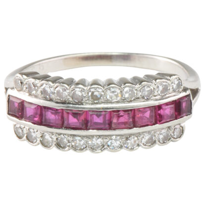 Art Deco Platinum, Ruby & Diamond Ring