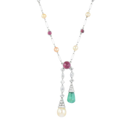 Art Deco Tiffany & Co Gem Set Negligee Necklace