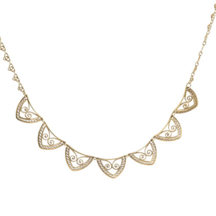 French 18k Gold Filigree Necklace C.1900