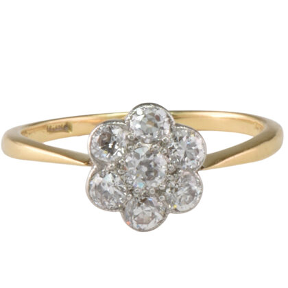 Edwardian 18k Gold & Diamond Daisy Cluster Ring