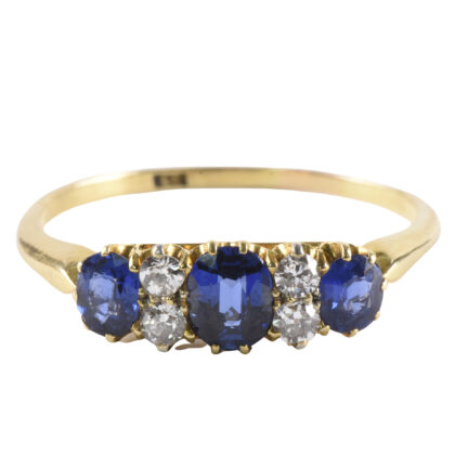 Edwardian 18k Gold, Sapphire & Diamond Ring