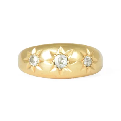 Edwardian 18k Gold Star Set Diamond Ring Hallmarked C.1911
