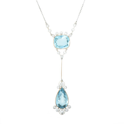 Edwardian Aquamarine & Diamond Pendant