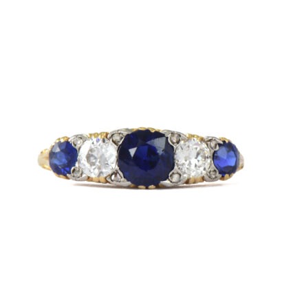 Edwardian Sapphire & Diamond Half Band Ring
