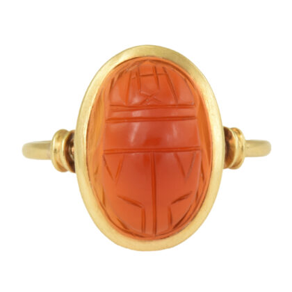 Egyptian Revival 18k Gold & Carnelian Scarab Ring