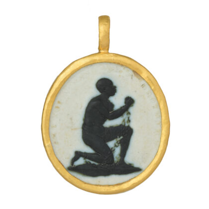 Gold Mounted 18th Century Wedgewood Anti-Slavery Medallion