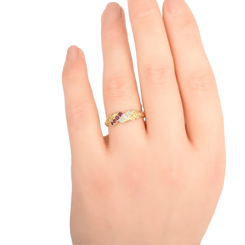 Edwardian 18k Gold Ruby & Diamond Ring
