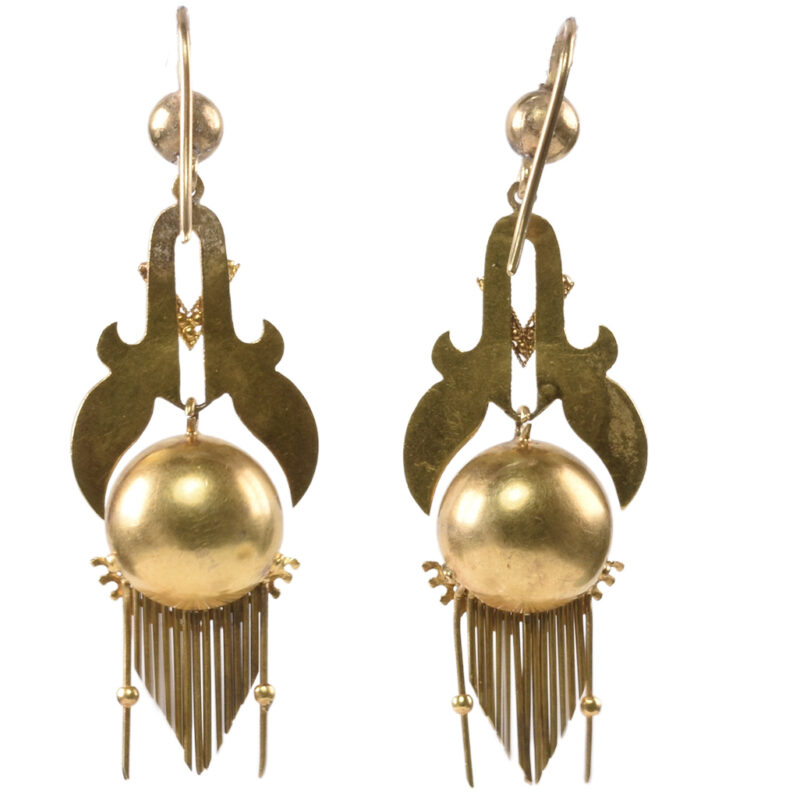 Victorian 15k Gold Fringe Drop Earrings
