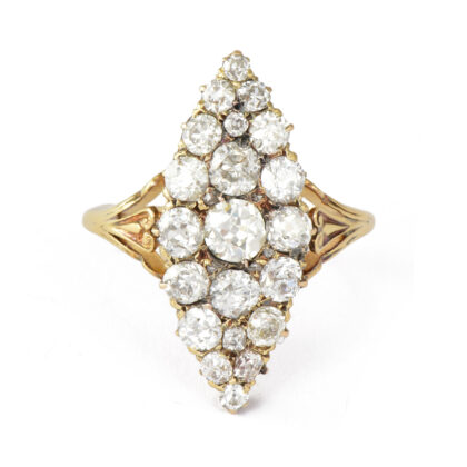 Victorian 18k Gold & Diamond Navette Ring