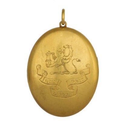 Victorian Large 15k Gold Lion Crest Locket