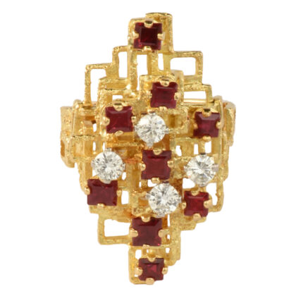 Vintage 18k Gold, Ruby & Diamond Ring Attributed To George Weil