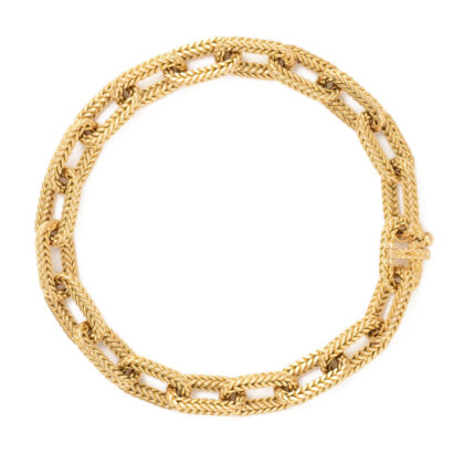 Vintage Georges Lenfant For O.J Perrin, 18k Braided Gold Link Bracelet