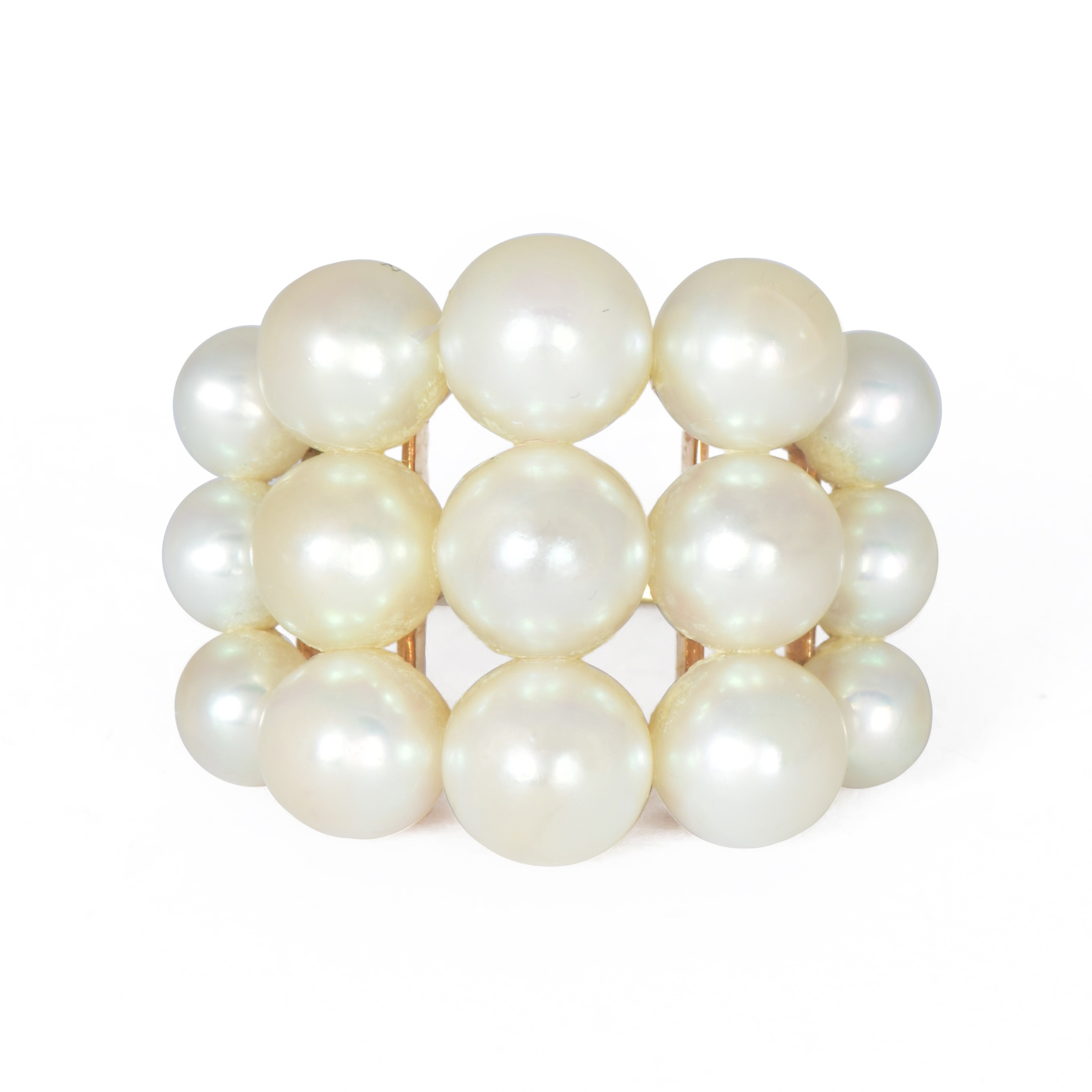 Vintage Mikimoto Gold Three Row Pearl Ring - Ejay Antiques